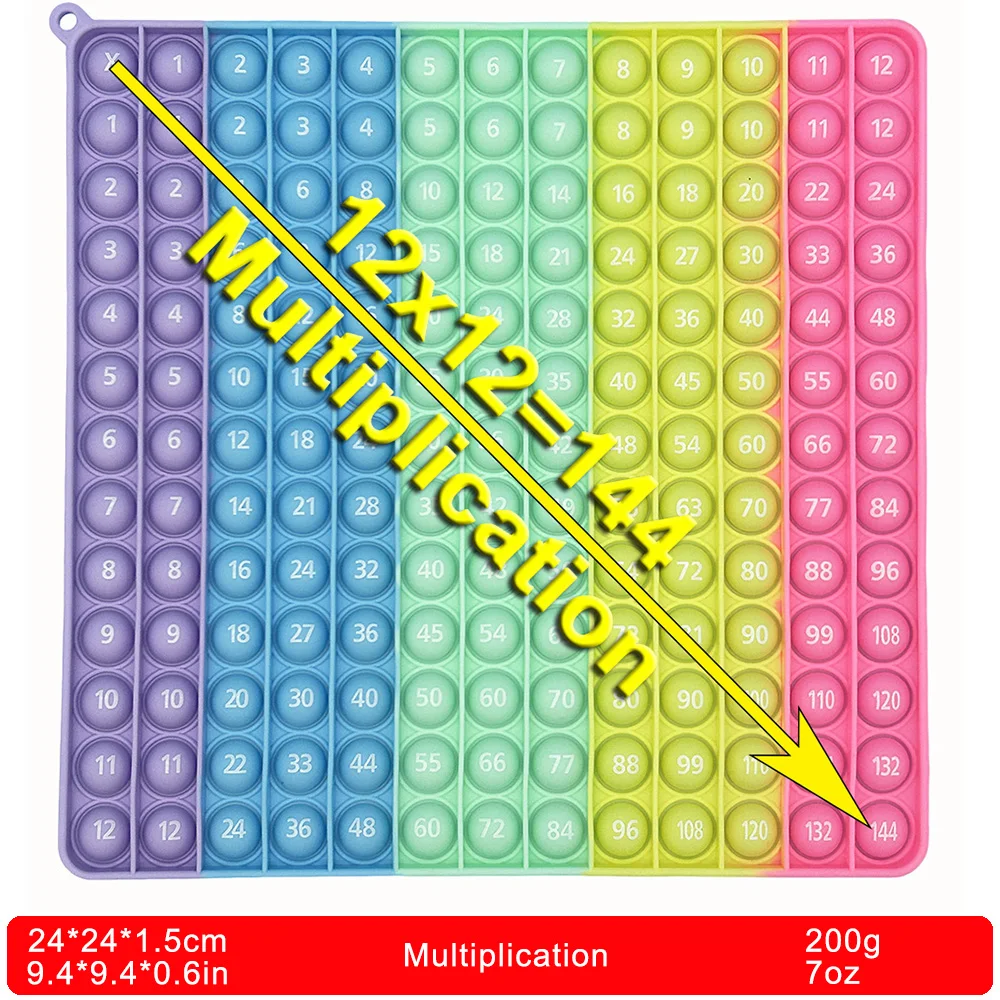 READY TO SHIP 24cm/9.5in Big Silicone Push Pop Bubble Fidget Toys,  Rainbow Math Letters Phonics Learning Educational Pop Toys