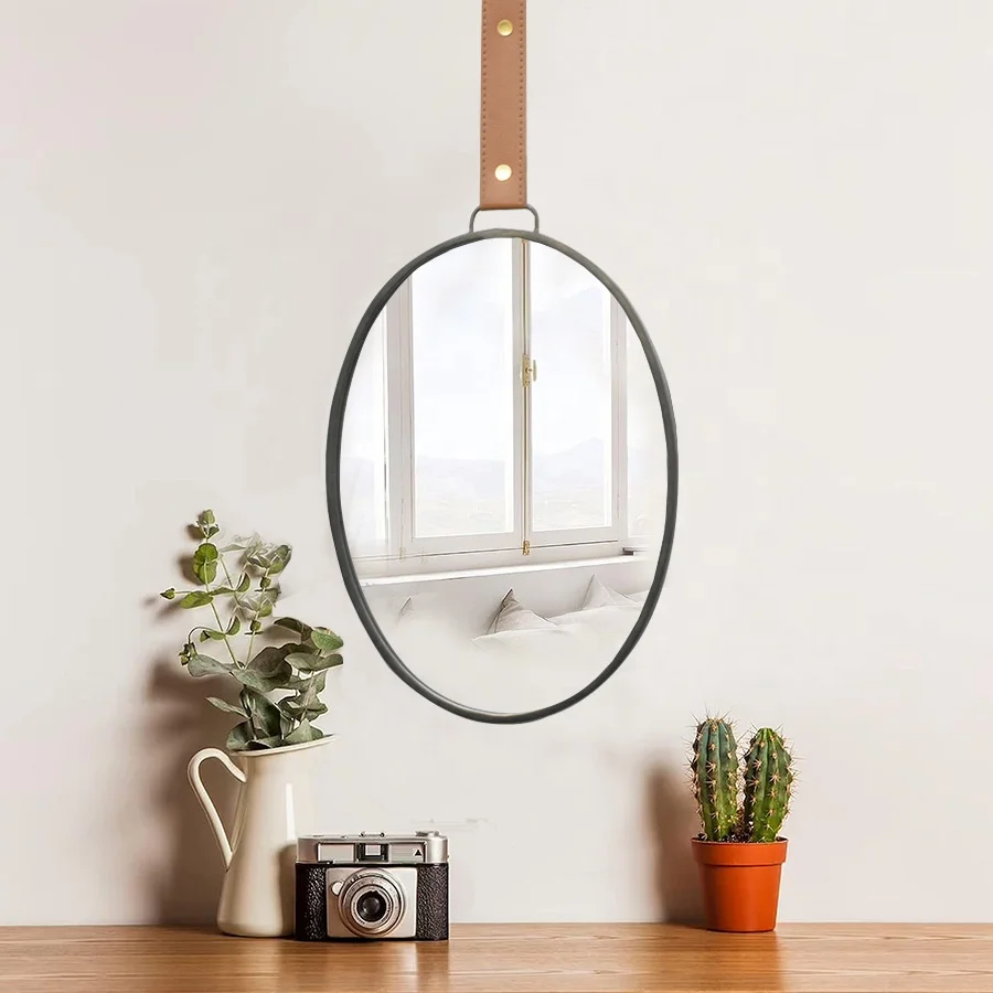 Customized product Modern Farmhouse 3 PC Oval Small Wall Mirrors Sticker Decor Set Decorative Hanging Wall mirror Home Decor
