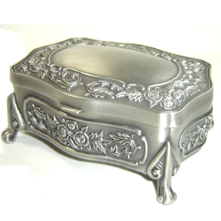 Decorative Oblong Metal Jewelry Box