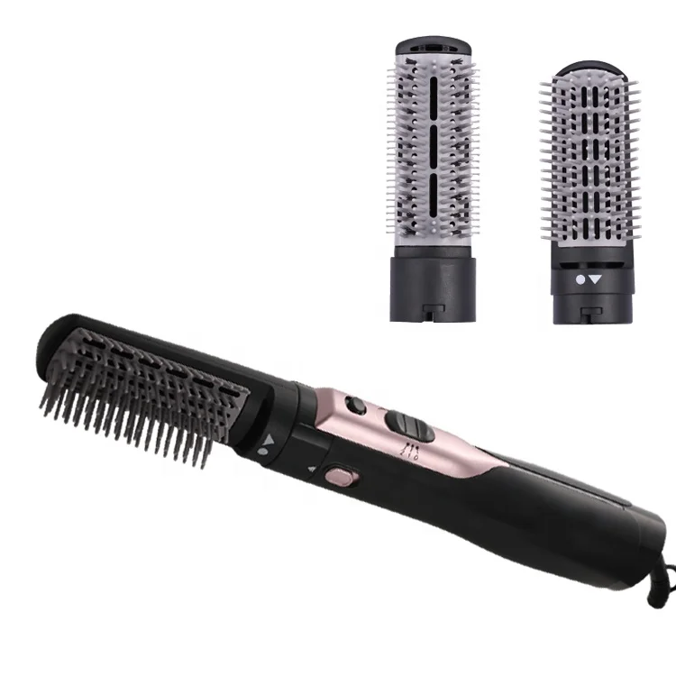 Custom Private Label Hair Straightener One-Step Air Hair Dryer Curler Hair Comb 2 In 1 Interchangeable Hot Air Electric Brush