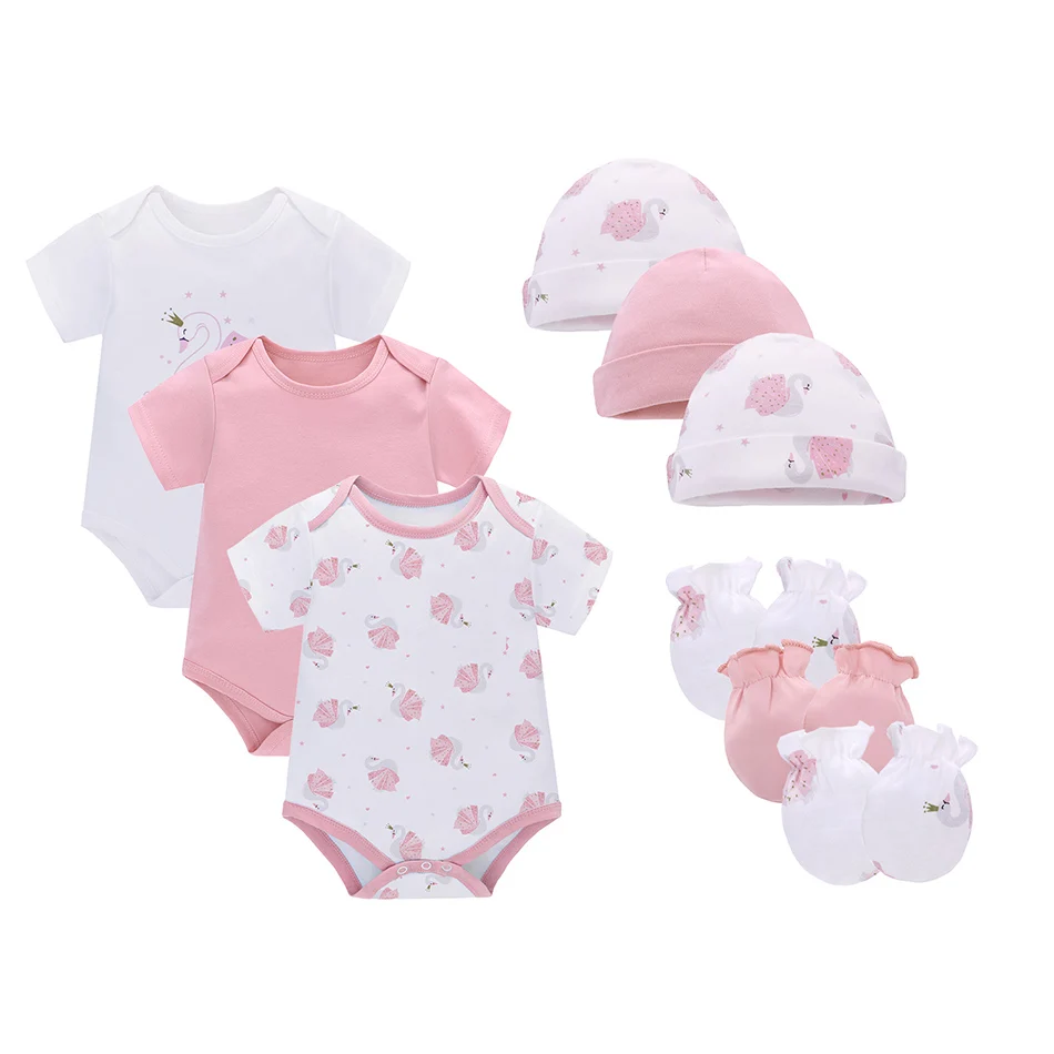 Cotton Breathable boy baby clothes 3pcs set with caps mittens for kids cotton baby clothes newborn baby girl clothes