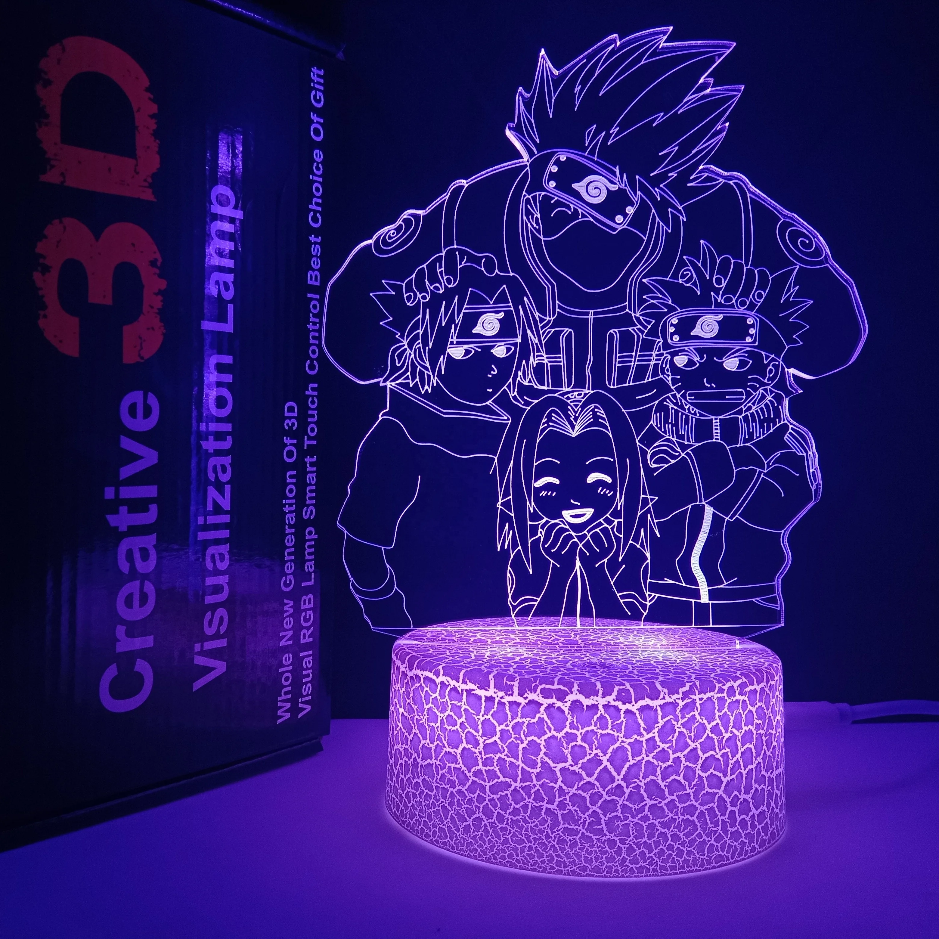Christmas Gift Set Crackle Base Anime Designs 3D Vision Lamps Remote Control 16 LED Colors 4 Modes 3D Illusion Night Light