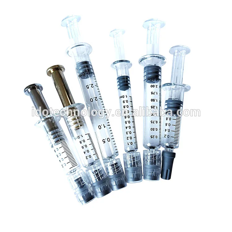 
Custom Logo 1ml Cbd Glass PLASTIC Luer Lock Oil Syringe 