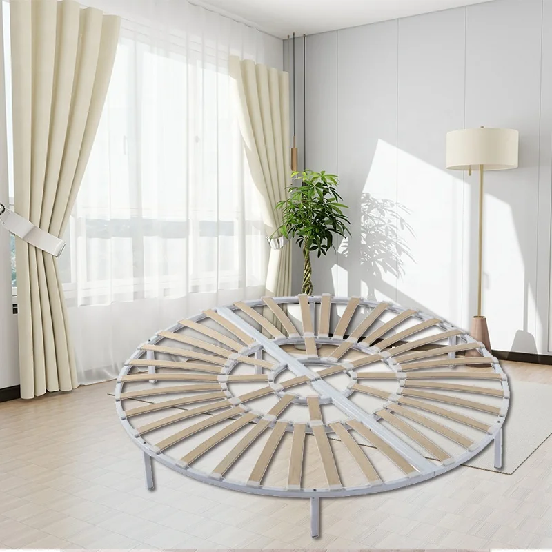 Classic Design Super Strong Support Easy Installation Metal Queen Size Round Bed Frame For Bedroom
