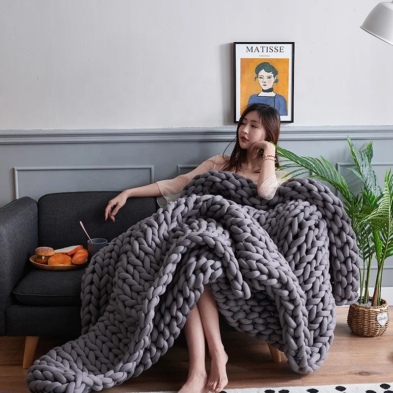 Custom woven knitted chunky knit weighted blanket