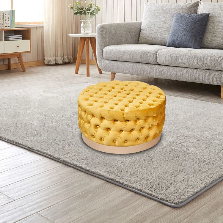 
Modern luxury furniture living room stool round stool velvet ottoman stool 