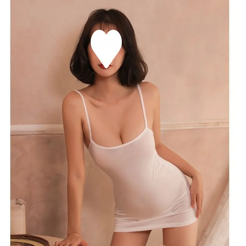 Grey Sexy Lingerie Ice Silk Sling Dress Bag Hip Skirt Female Uniform Temptation Sexy Secretary Suit