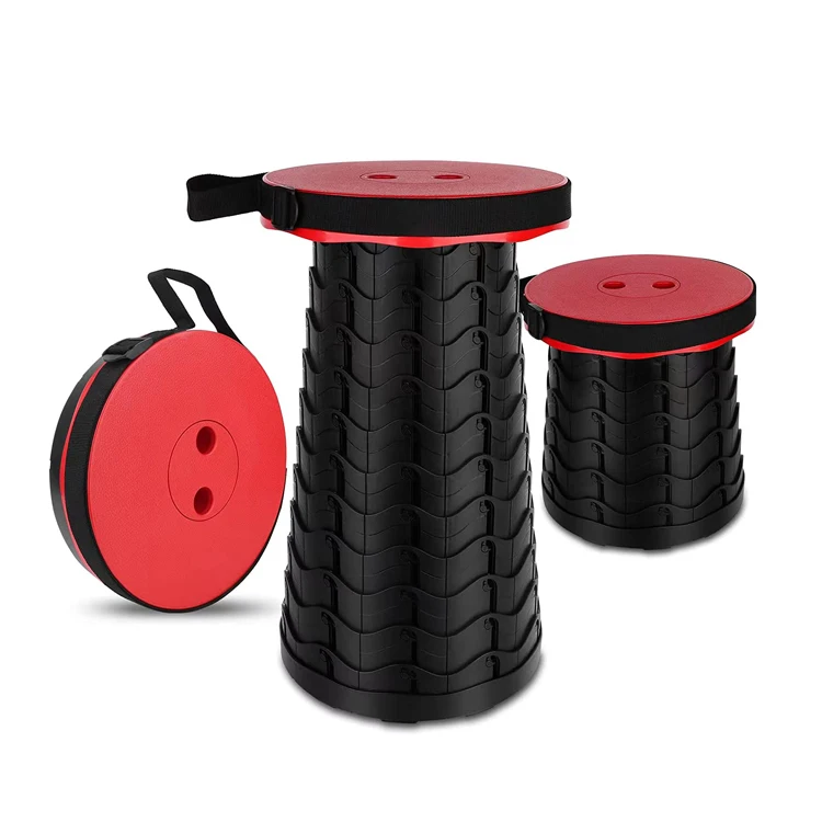 Outdoor Portable Upgraded Folding Plastic Stool Adjustable Retractable Camping Chairs Telescopic Folding Stool