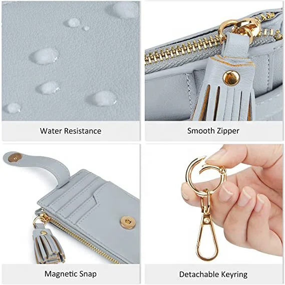 
Hot Sales Amazon Faux Leather Keychain Key Ring Slim Wallet Card Holder Coin Purse 