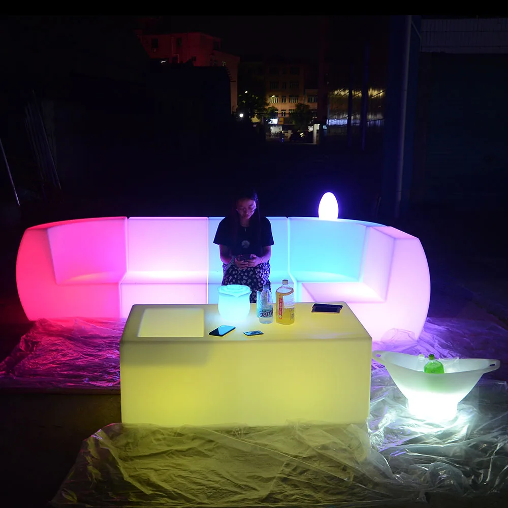Led Cocktail Bar Table outdoor garden home furniture led chair bar stool sofa hookah set for night club