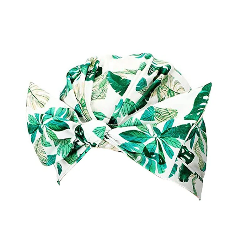 Customized luxury thick towel material lined bathing cap reusable and waterproof shower cap