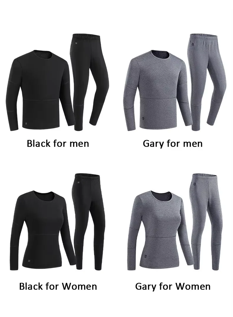 Thin Battery Heated Long Underwear Set For Men Woman Electric Thermal Heating Underwear