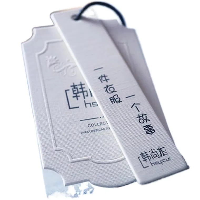 Cheap Custom Design Printing Name Logo Paper Garment Hangtag Labels Clothing Hang Tags with String