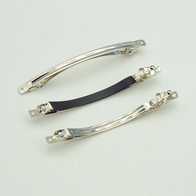 10cm Slim Plain Metal French Barrettes With Black Tube  Clip France Curl Edge Automatic Clips Hairpins for DIY Hair Accessories