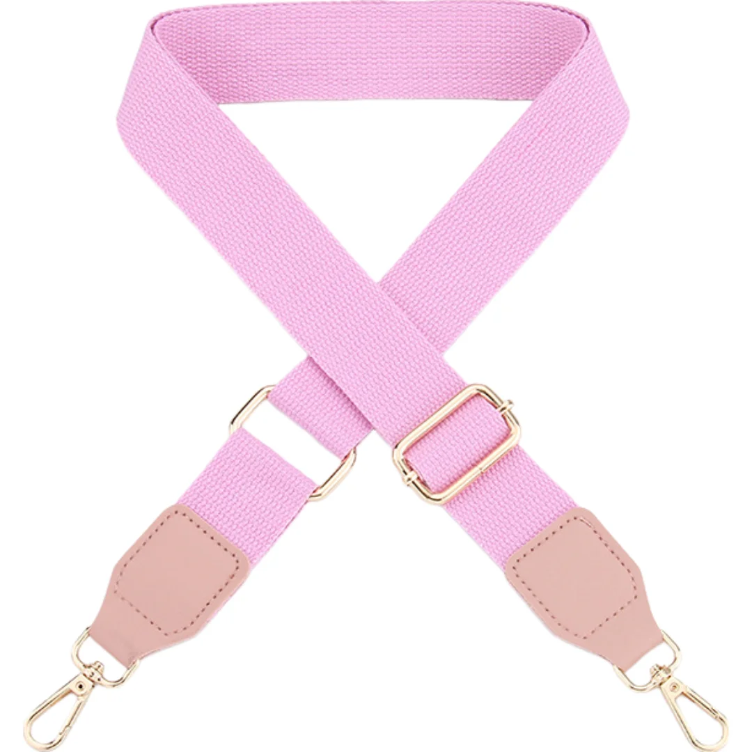 Customized Cotton webbing PU Leather Long Shoulder Strap Adjustable Single Shoulder Crossbody Bag Strap Cotton webbing