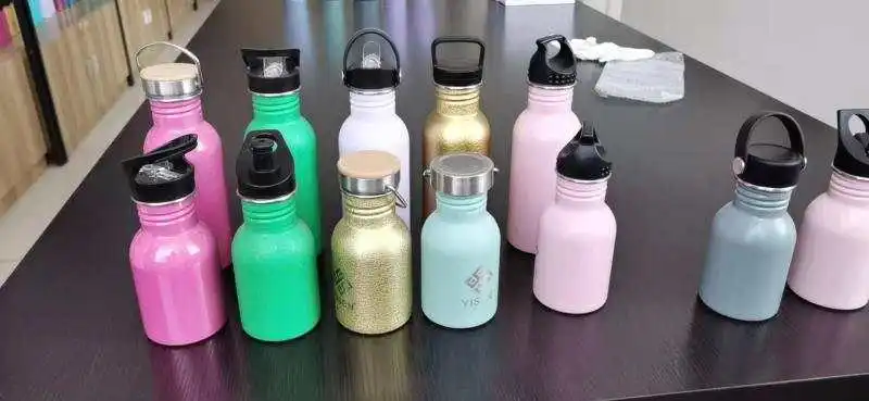 Hot sale customized branded logo sport drink bottle  single wall stainless steel water bottle with bamboo lid