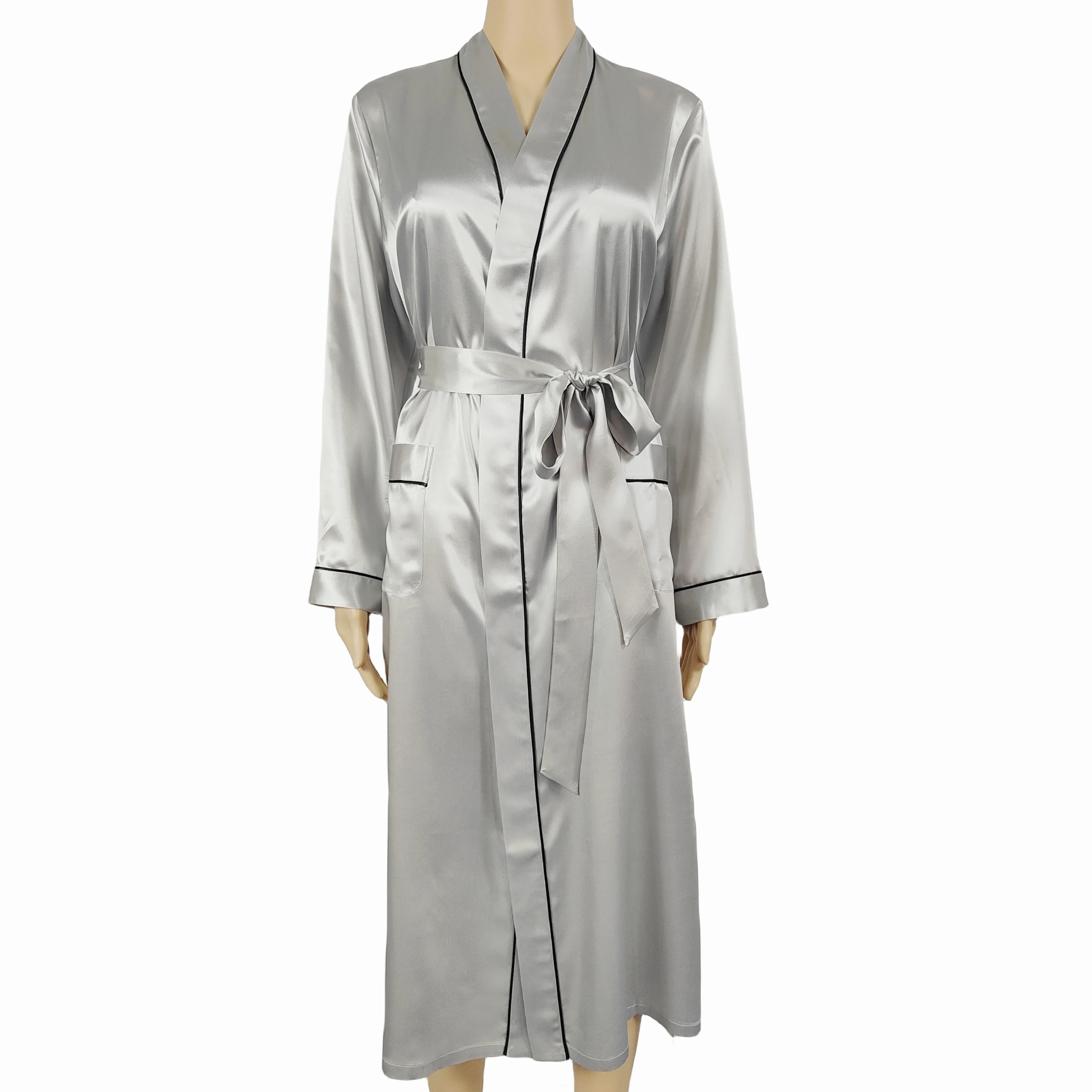 Wholesale Satin Robe Customized Logo Linen Color Snug Fit Breathable 100% Silk Robe