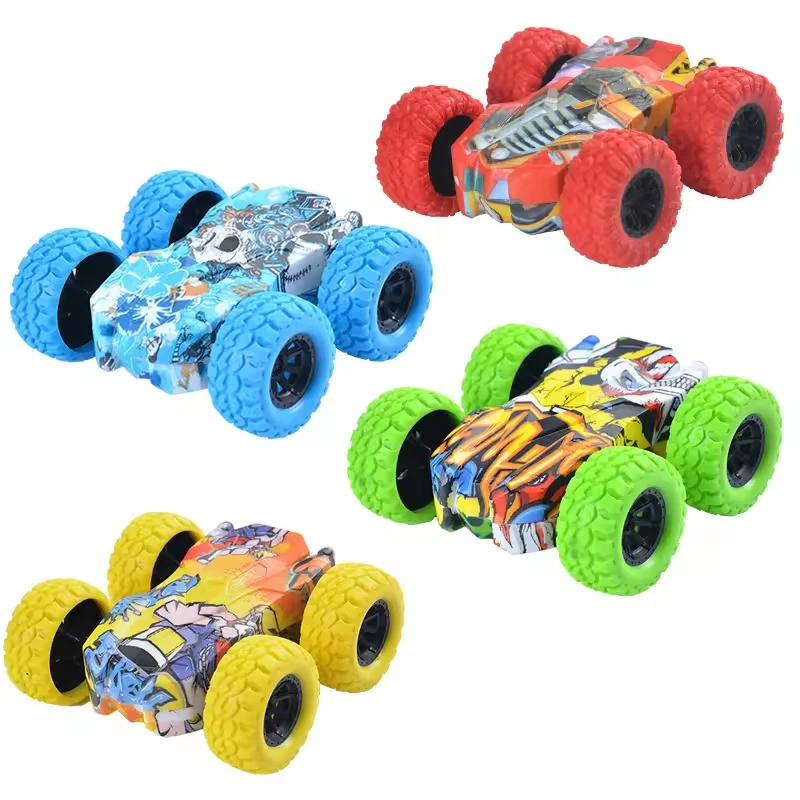 Rotation Mini Stunt Vehicle Double-Sided Graffiti Inertia 3D Flip Control Mini Toy Car for Kids