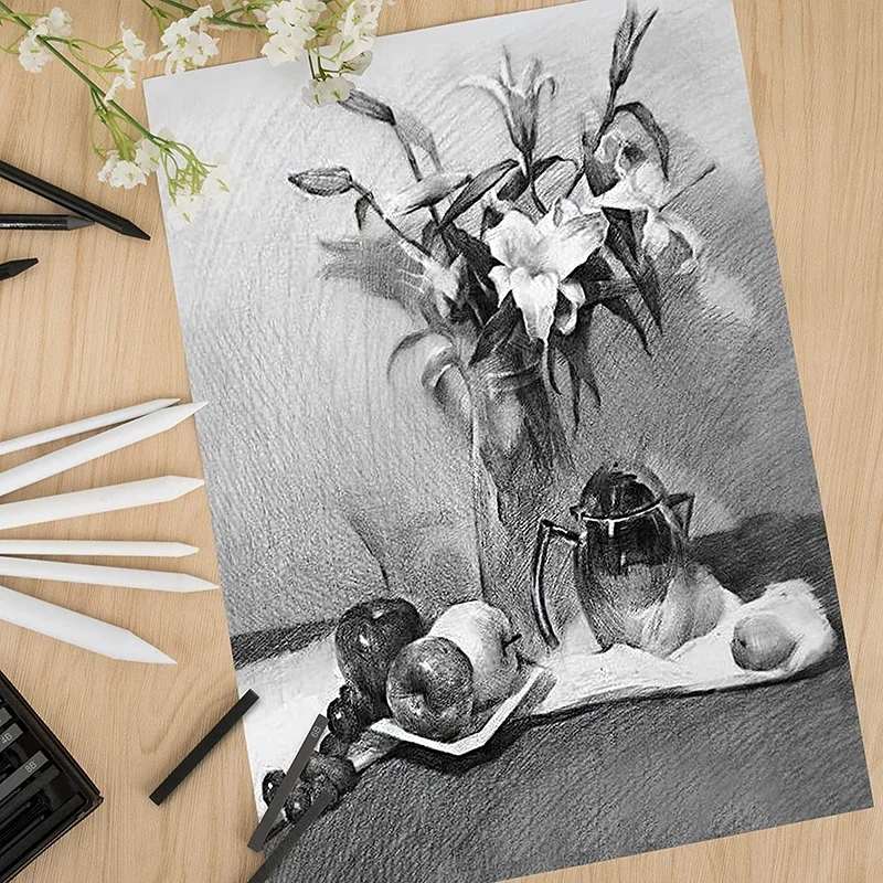 Blending Stump and Tortillon Set with 2 Sandpaper 1 Pencil Extender 1 Eraser 1 Gourd Sponge for Art Student Sketch Drawing kit