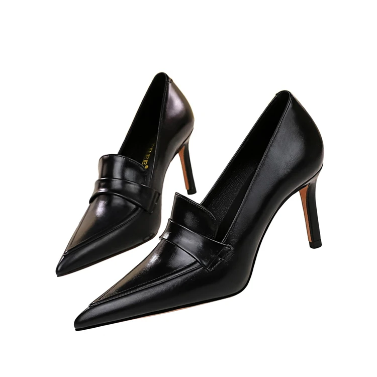 Retro European and American Style Fashion Simple Deep Mouth Thin Heel High Heel Pointed Deep Mouth Single Shoes for Women