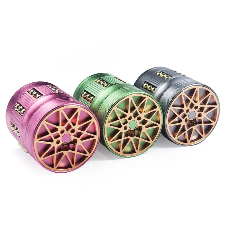 Flash Sale 63mm 4-Layer Colorful Aluminum Alloy Herb Grinder Customer Favorites Manual Tobacco Grinder for Smoking