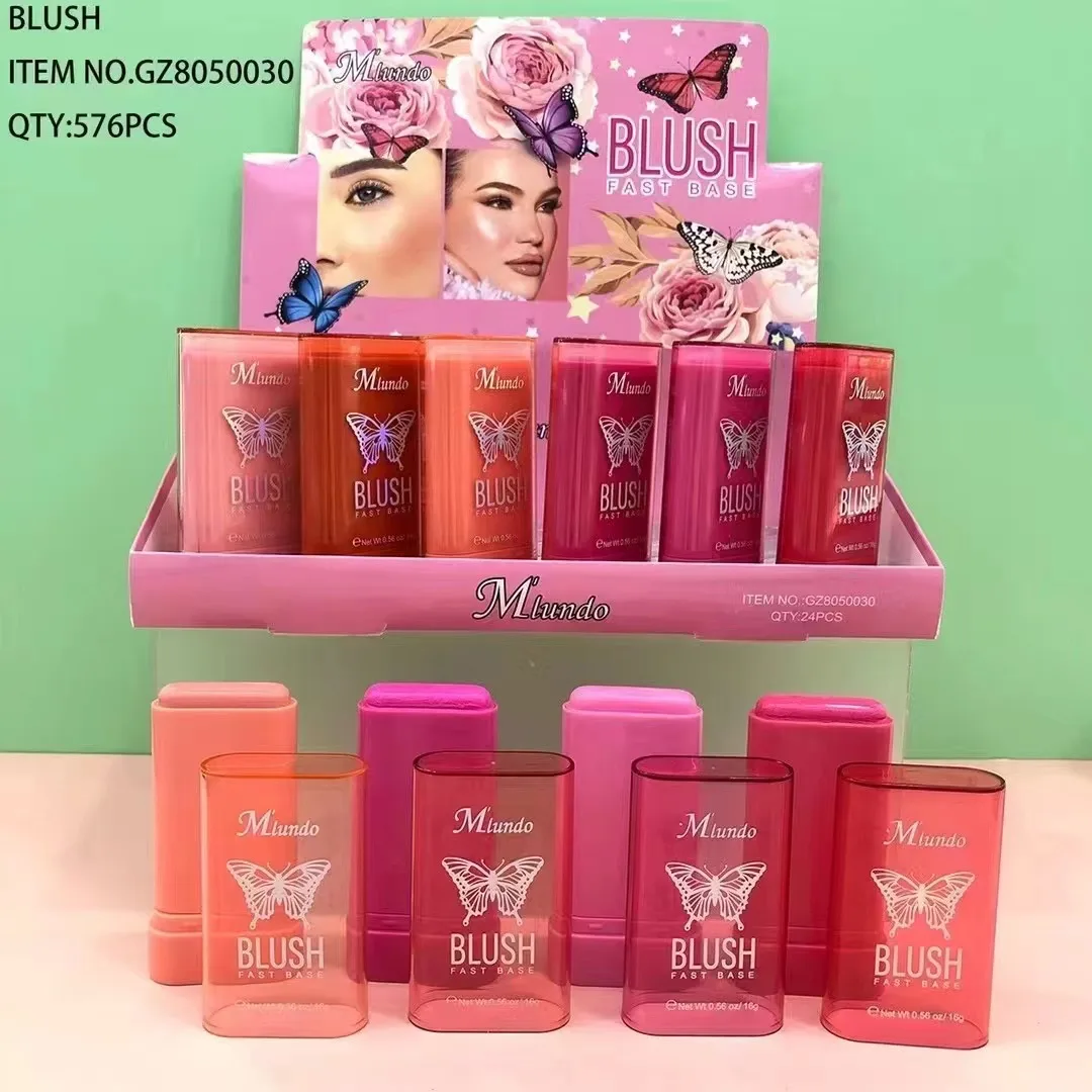 Rimocoo 12 pc cream blush Custom Private Label Stick Blush Makeup High Quality Creamy Blusher Palette Makeup for cheek Stick