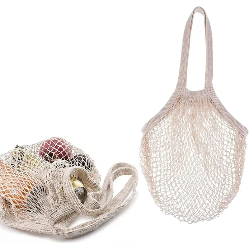 Eco-Friendly Custom Logo 100% Cotton Reusable Grocery Bag Fruit Net Shopping Bags Cotton Mesh Produce Tote Bag