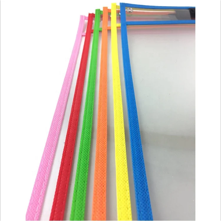 
Best Selling Teacher Supplies Colorful Transparent Custom PVC Material Dry Erase Pockets 