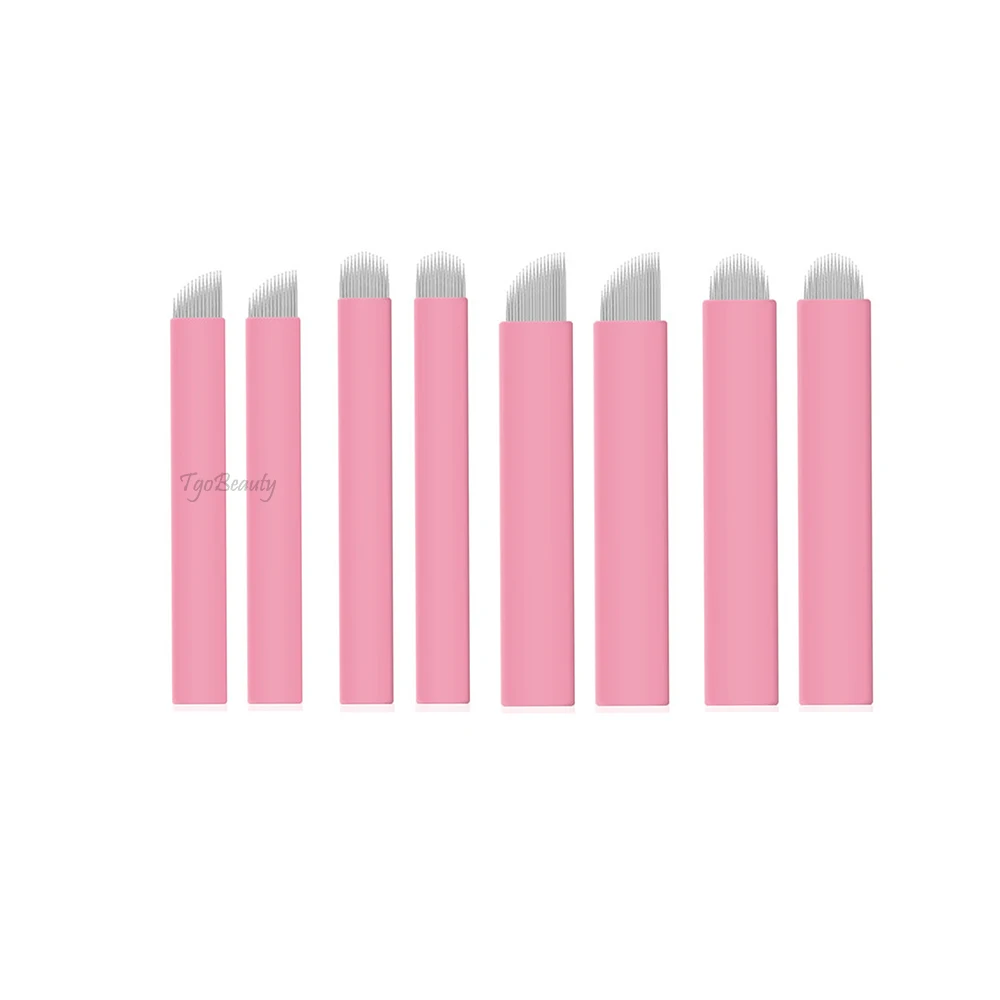 Hot Sale 0.15mm Nano Micro Blades Needles Pink Disposable Microblading Cejas Permanent Makeup Embroidery for Tattoo Manual Pen