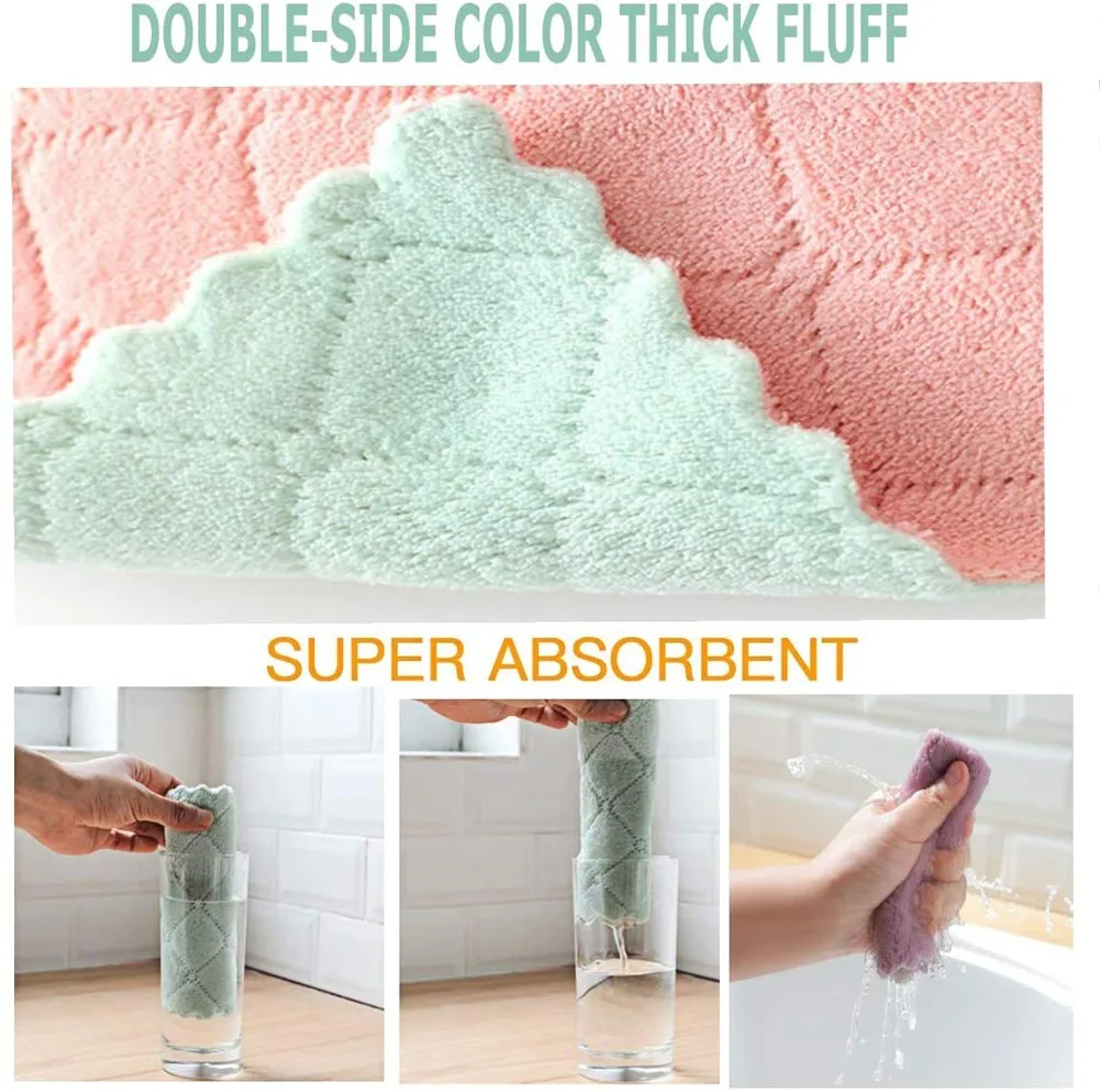 10pcs Microfiber Towel Absorbent Kitchen Cleaning Cloth Non-stick Oil Dish Towel Rags Napkins Tableware Household Cleaning Towel