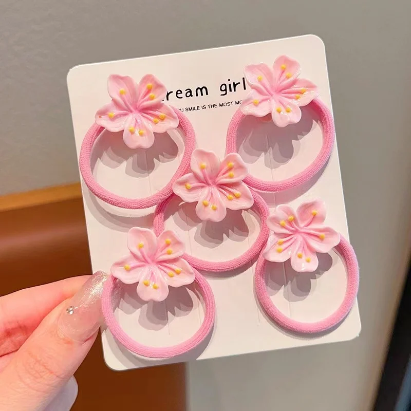 Girl barrettes hawaiian acrylic hairclip hairgrips elastic hair band ties accessory plumeria hawaii flowers frangipani hair clip