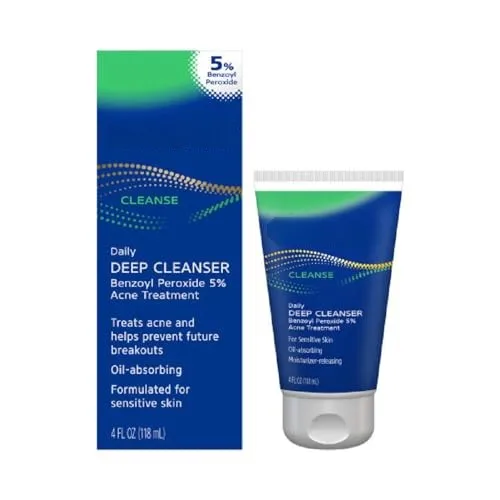 Acne Face Wash with 5% Benzoyl Peroxide, Daily Deep Cleanser by the Skin Care for Acne Prone Sensitive Skin