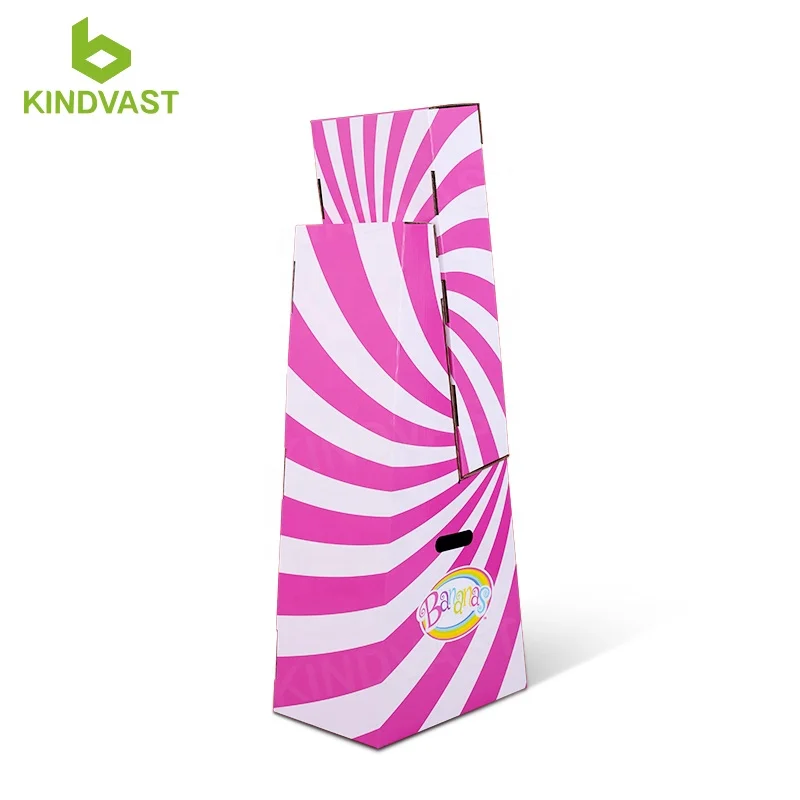 Supermarket Free Advertising Foldable Flooring Racking Display Cardboard Candy Product Pop Store Shelf Display Rack Stand