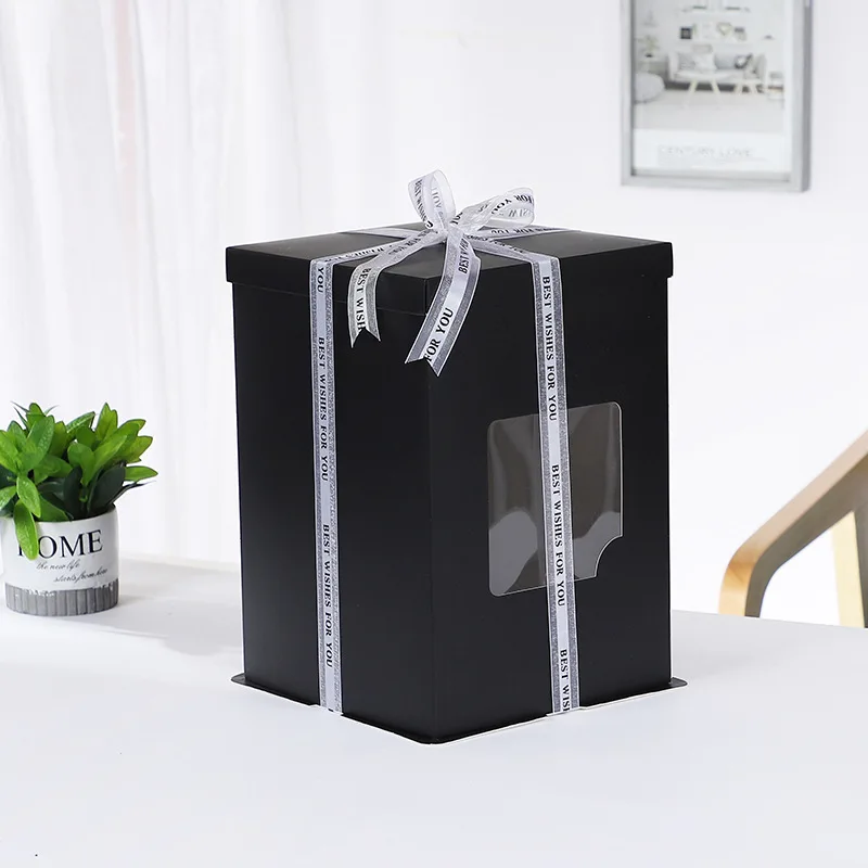 Wholesale high quality colorful paper cake box custom cake packaging with handle