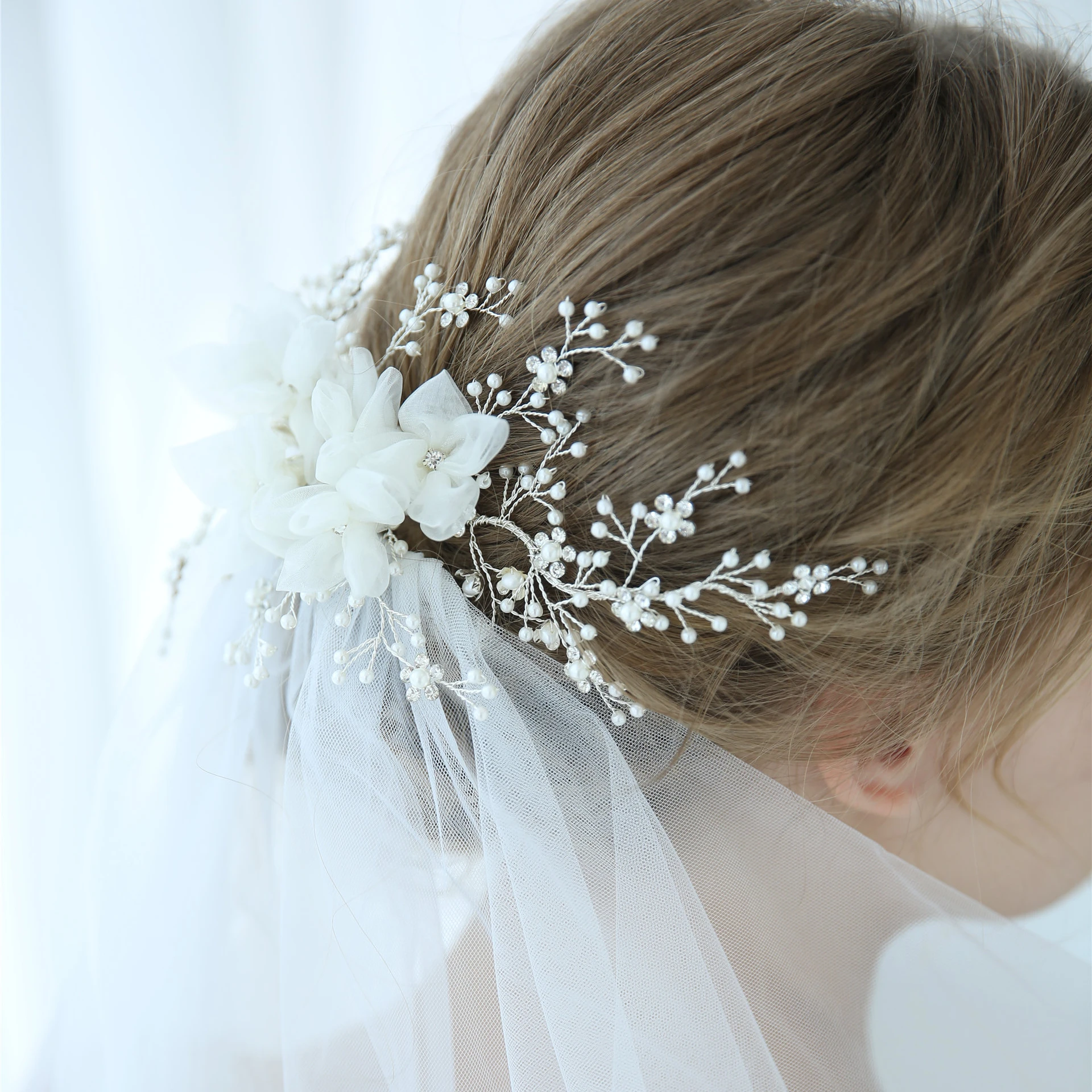 Handmade Korean Headdress Pearl Hairpin Hair Jewelry Bridal Wedding Hair Clips For Women