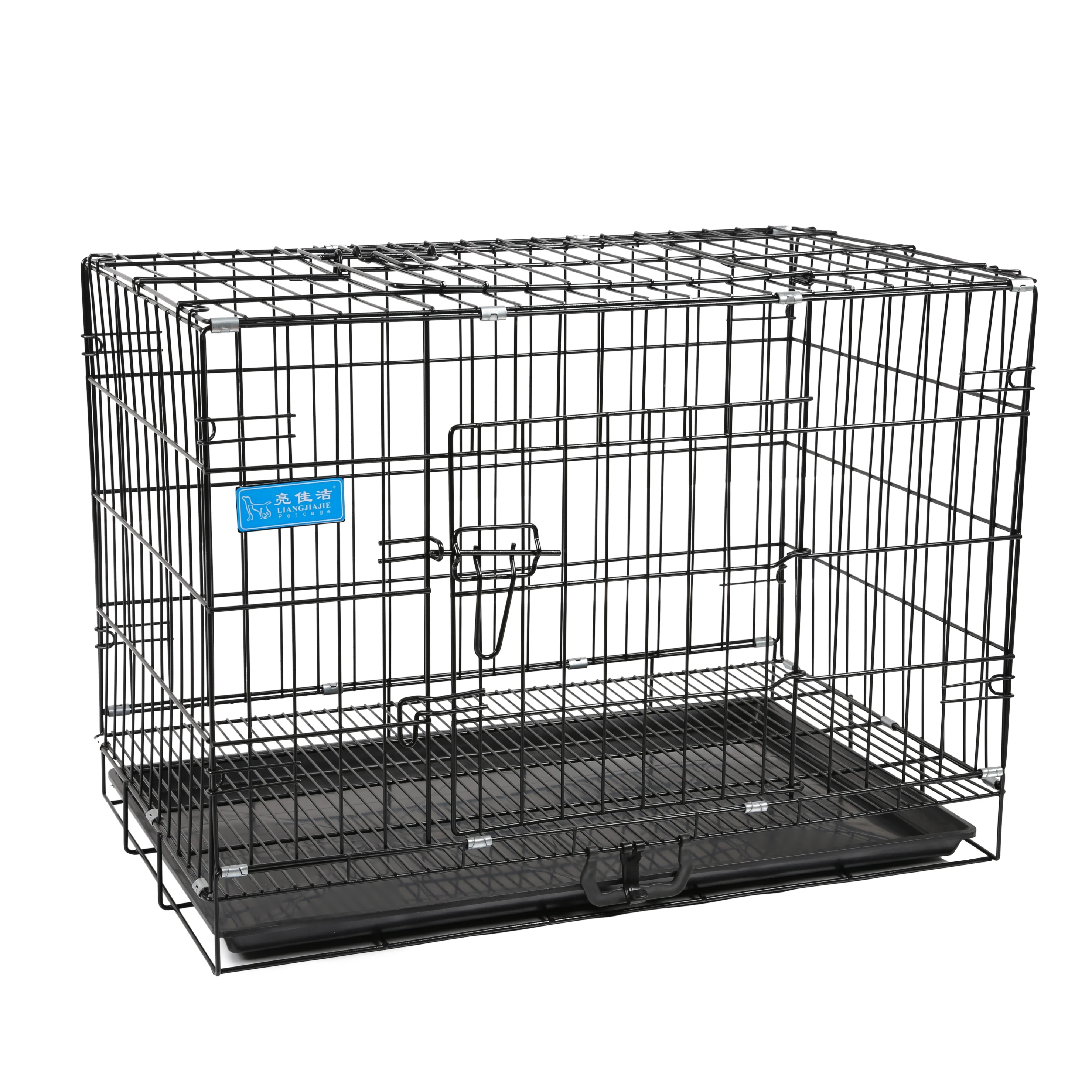 2023 Hot Sale Amazon New Large Portable Kennel Puppy Black Foldable Carrier Stainless Steel Kennel Dog Cages Pet Cage for Sale