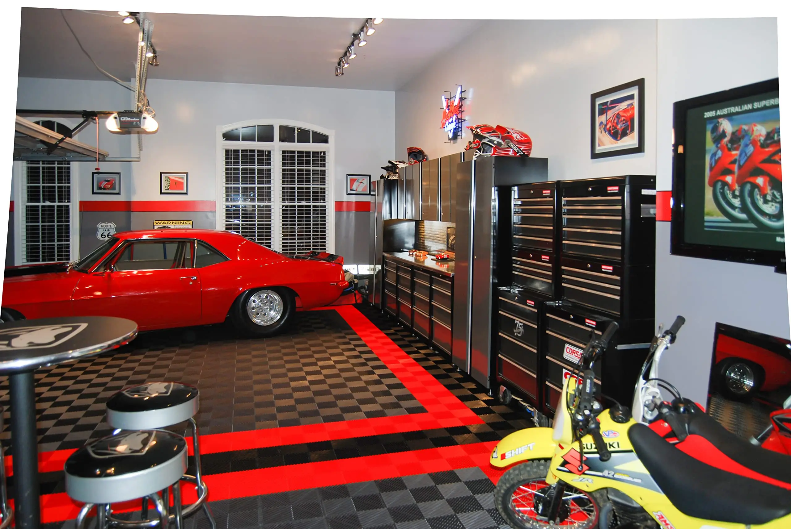 Interlocking Tiles,Garage Floor Tiles Work Great for Car Detailing Shop Car Washroom Workshop Floor Covering Interlocking Tiles