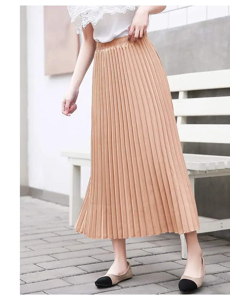 Wholesale 2024 Summer Long Skirts For Women Casual High Waist Pleated Skirts Women Long