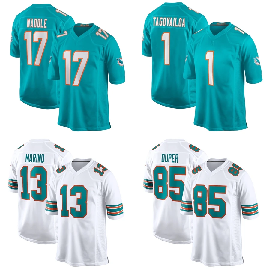 Custom Miami City American Football Jersey Embroidery cheap Men Dolphin team white uniform 1 Tua Tagovailoa 13 Marino