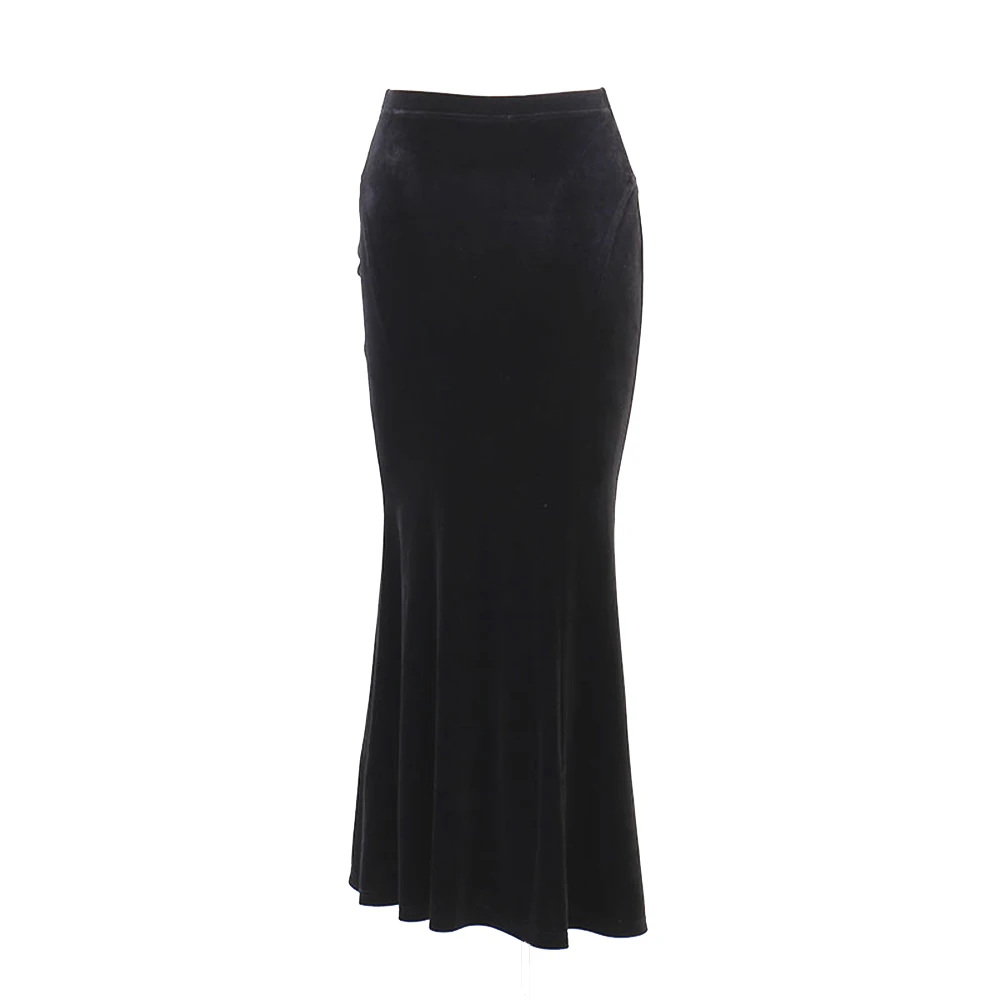 2022 Autumn Vintage Lace Fashion Velvet Skirt WGS002 Y2K Gothic Punk Elegant Sexy Black Mermaid Long Womens Goth Clothing