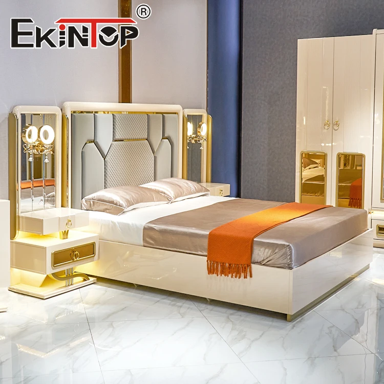 Роскошный античный комплект мебели для спальни Ekintop, королевская кровать, зеркальные итальянские комплекты для спальни