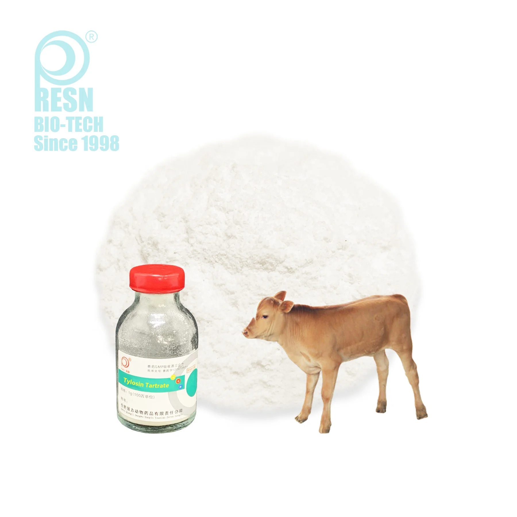 
100% pure Tylosin Tartrate Powder Injection for Pig Respiratory Treatment 