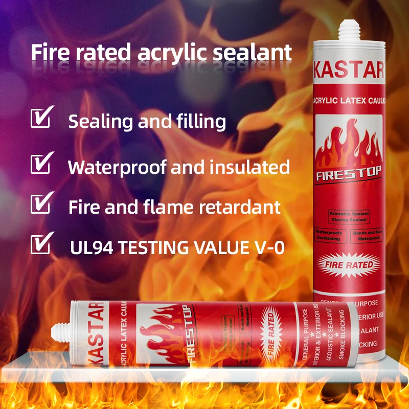 Kastar Weatherproof Weatherproof Neutral Fireproof Acrylic Sealant For Glass Doors Fire Resistant Safe Waterproof And Fireproof