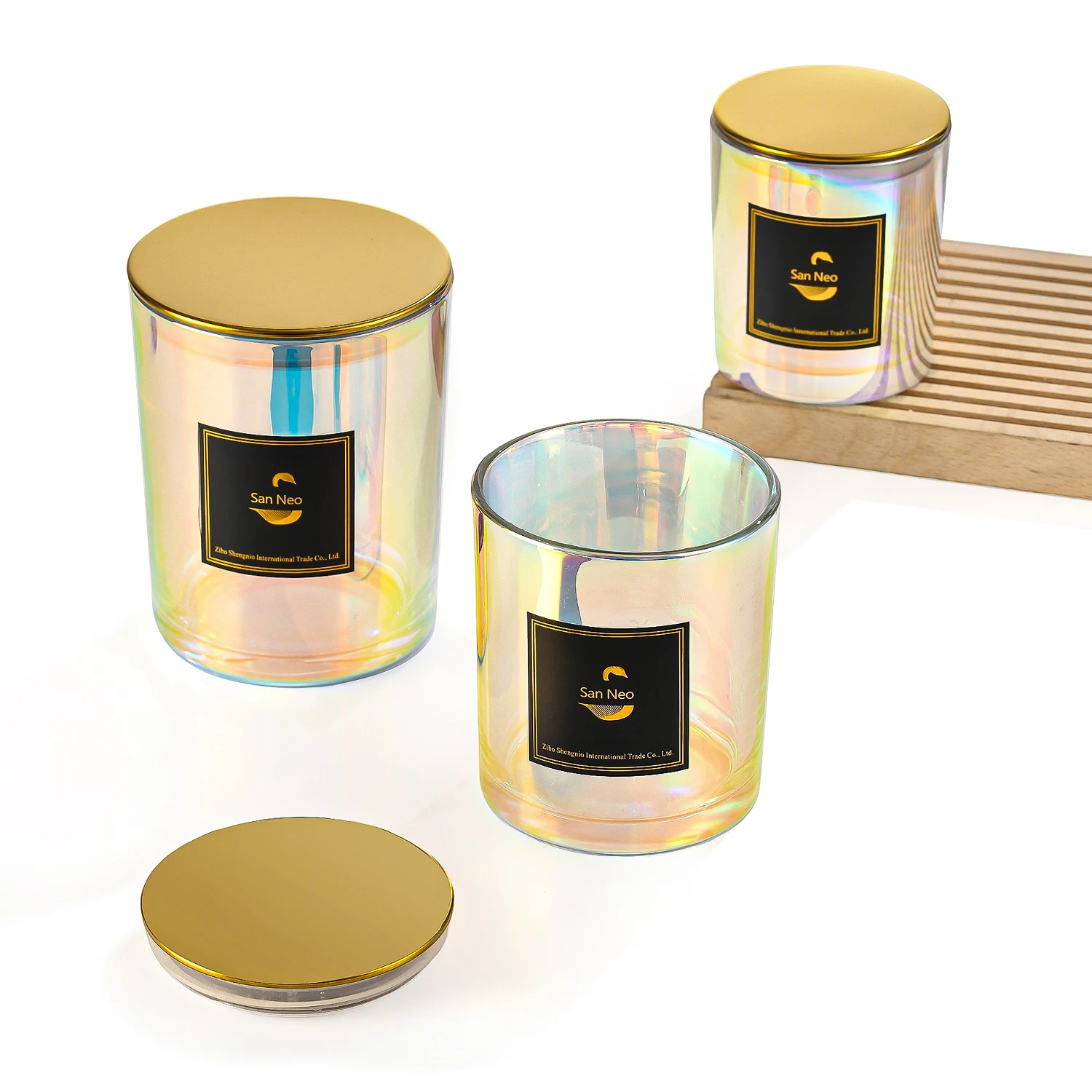Bulk Wholesale 6Oz 10Oz 14Oz 16Oz Container Frosted Holographic Glass Rose Gold Electroplated Candle Jars