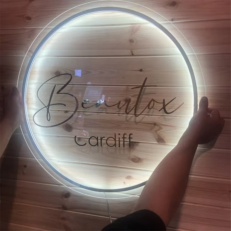 Custom Acrylic Business Logo Neon Lights Wall Personalised Sign Business Office Logo Beauty Salon Plaques Hair Studio 3D Sign