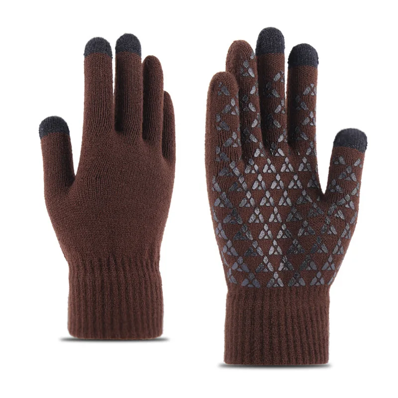 Wool knitted gloves autumn and winter with wool thickening increase wool warm touch screen gloves manufacturers wholesale