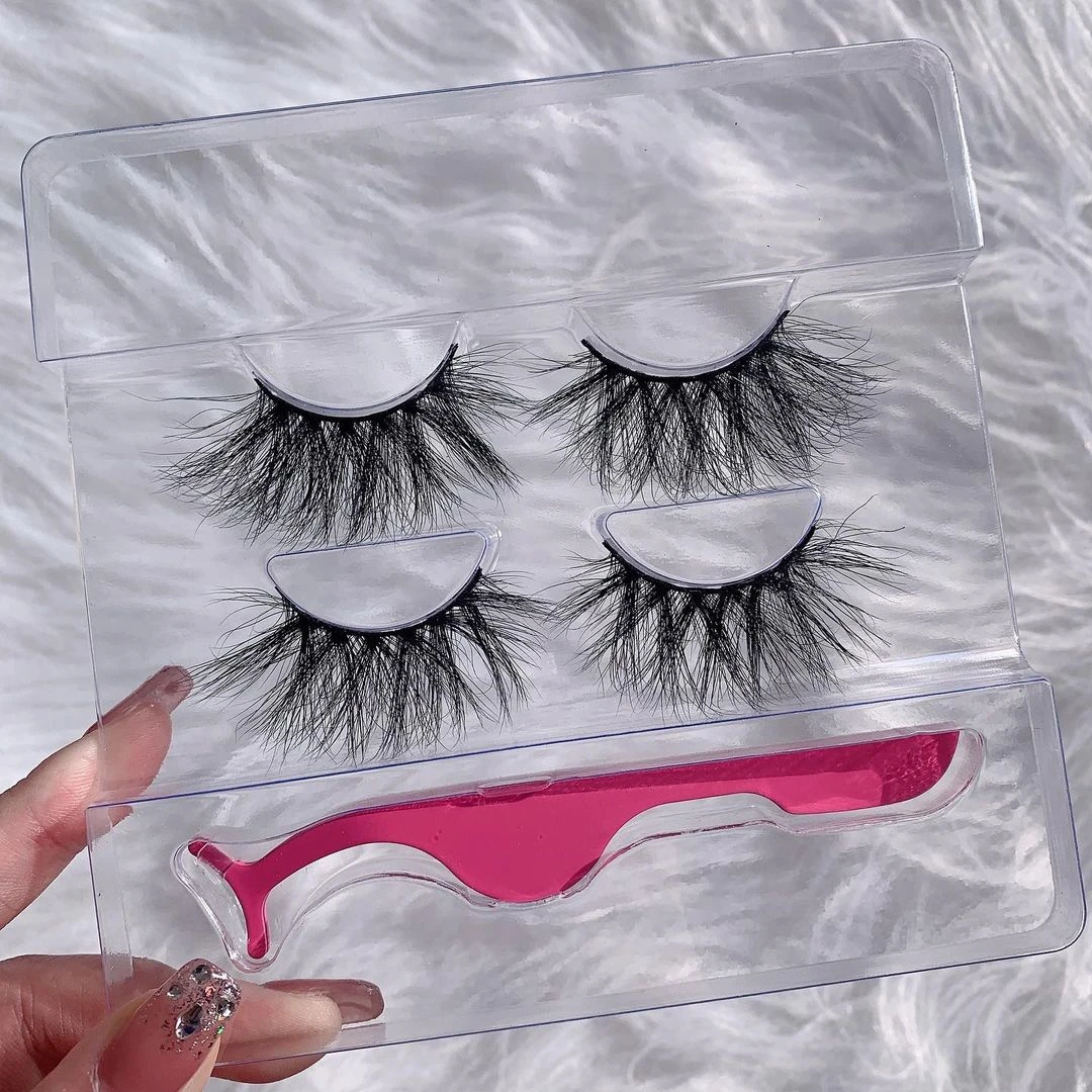 Custom logo Private Label Pink Plastic Lashes  Extension Applicator Tweezers  packaging False Eyelash Tweezers