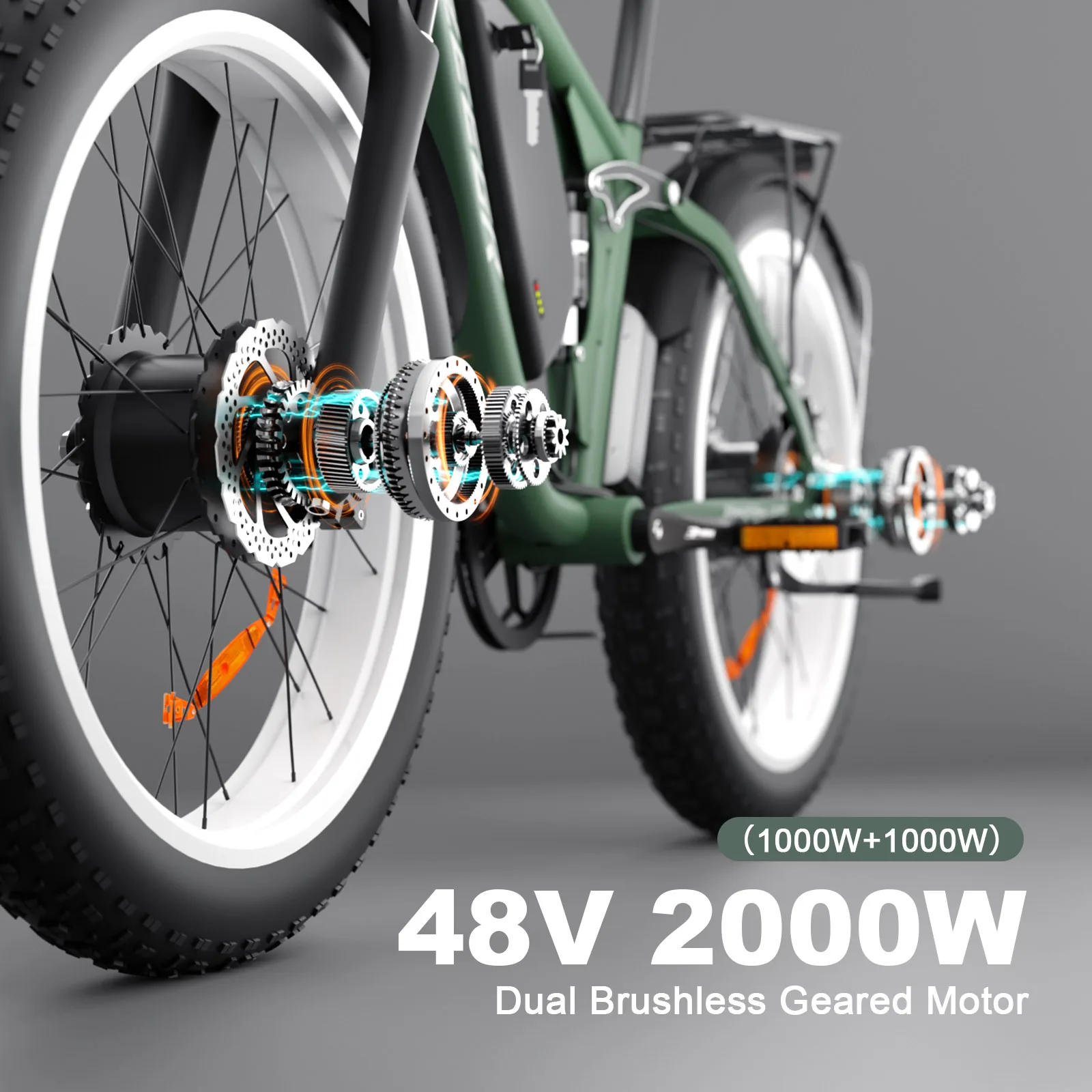 Factory Made 48V 22.4AH 2000W Dual Motor Ebike Zeegr Fat Tire Electric Bicycle Mountain Electric Bike