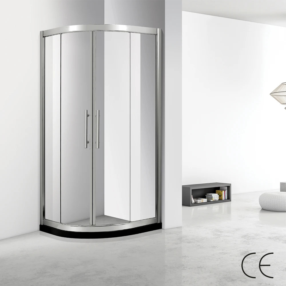 Modern Simple Stainless Steel Frame 6-8mm Toughened Glass Sliding Door for Bathroom Shower Room
