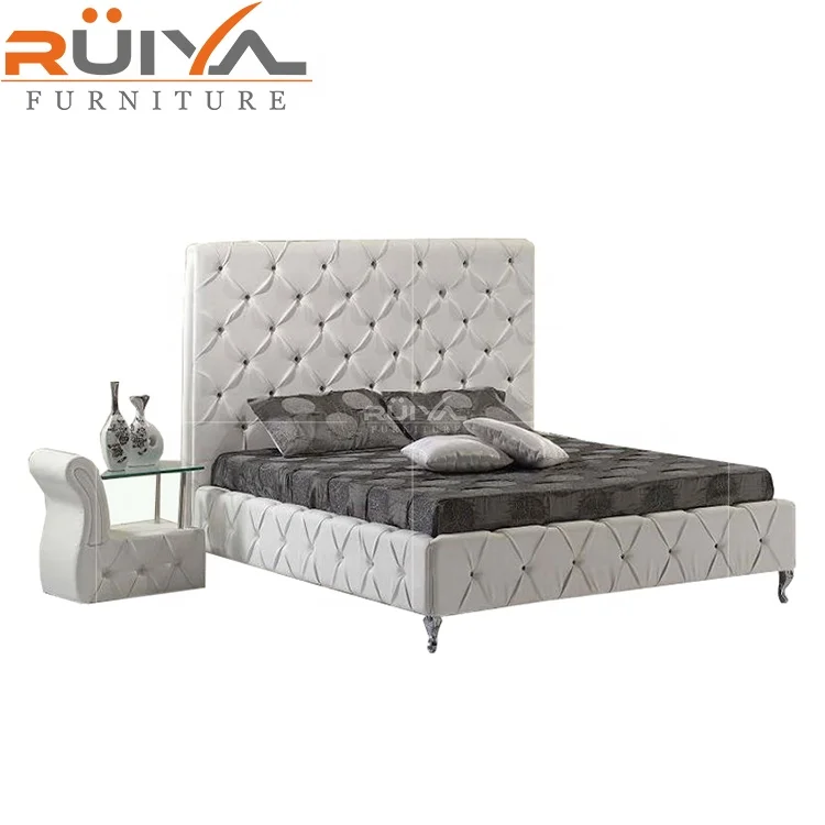 luxury upholstery high back tufted Burgundy double king size bed